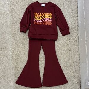 Kids Fall Vibes Set - Burgundy